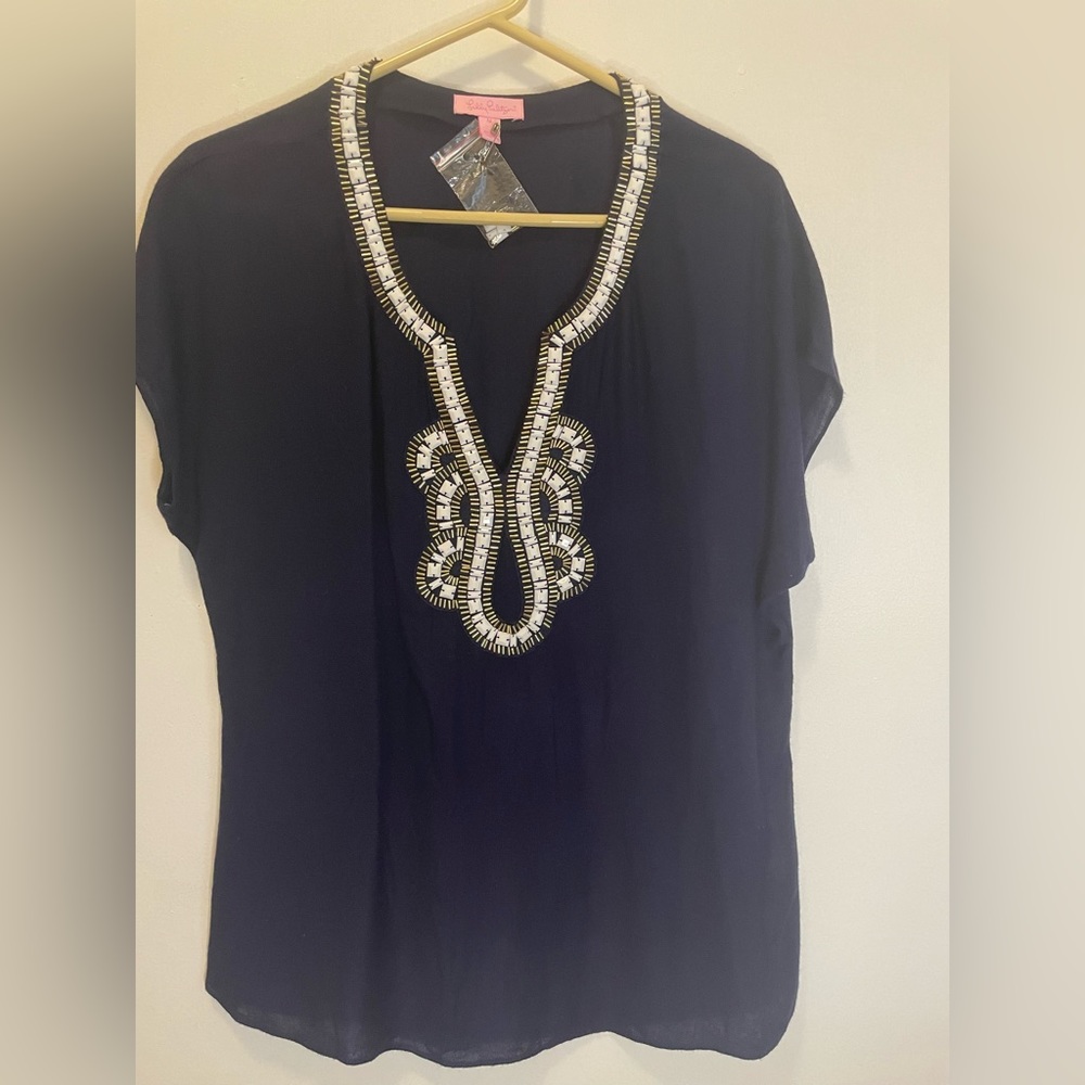 Lilly Pulitzer Navy blue Valencia top.